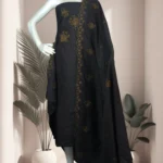 Silk Unstitched Salwar Suit Fabric with Gold Zari Floral Embroidery