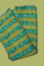 Turquoise & Mustard Floral Printed Cotton Dress Material