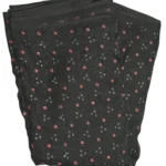 Black Printed Sheer Fabric with Red & White Circle Motifs