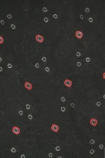 Black Printed Sheer Fabric with Red & White Circle Motifs - Image 3