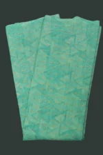 Mint-Turquoise Geometric Triangle Print Cotton-Linen Blend Fabric with Gold Foil Accents