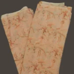 Blush Peach Botanical Leaf Print Cotton-Linen Blend Fabric with Gold Foil Detailing