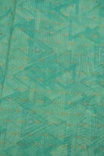 Mint-Turquoise Geometric Triangle Print Cotton-Linen Blend Fabric with Gold Foil Accents - Image 2