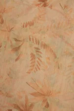 Blush Peach Botanical Leaf Print Cotton-Linen Blend Fabric with Gold Foil Detailing - Image 2