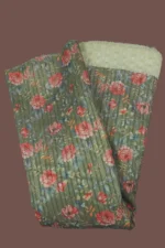 Vintage Rose Floral Print Pleated Chanderi Fabric with Sequin botti - Image 2