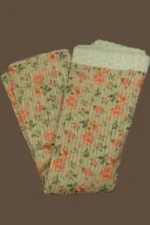 Vintage Rose Floral Print Pleated Chanderi Fabric with Sequin botti - Image 3