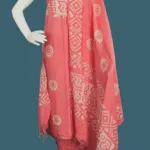Batik Print Cotton Unstitched Salwar Suit Material with Mirror Work Yoke & Dupatta