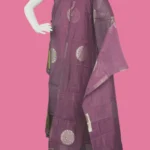 Chanderi Silk-Cotton Unstitched Salwar Suit Material with Dupatta – Silver Zari Floral Buta & Gold Tissue Border